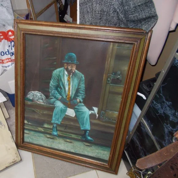 Vintage railway rider framed print, approximately 22 1/4" x 27" - Picture 8 of 9